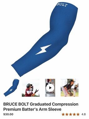 Bruce Bolt Blue Graduated Compression Batter's Arm Sleeve
